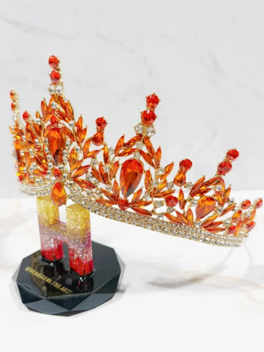 Amber crystal tiara, birthday princess tiara, Prom headband, Anniversary gift
